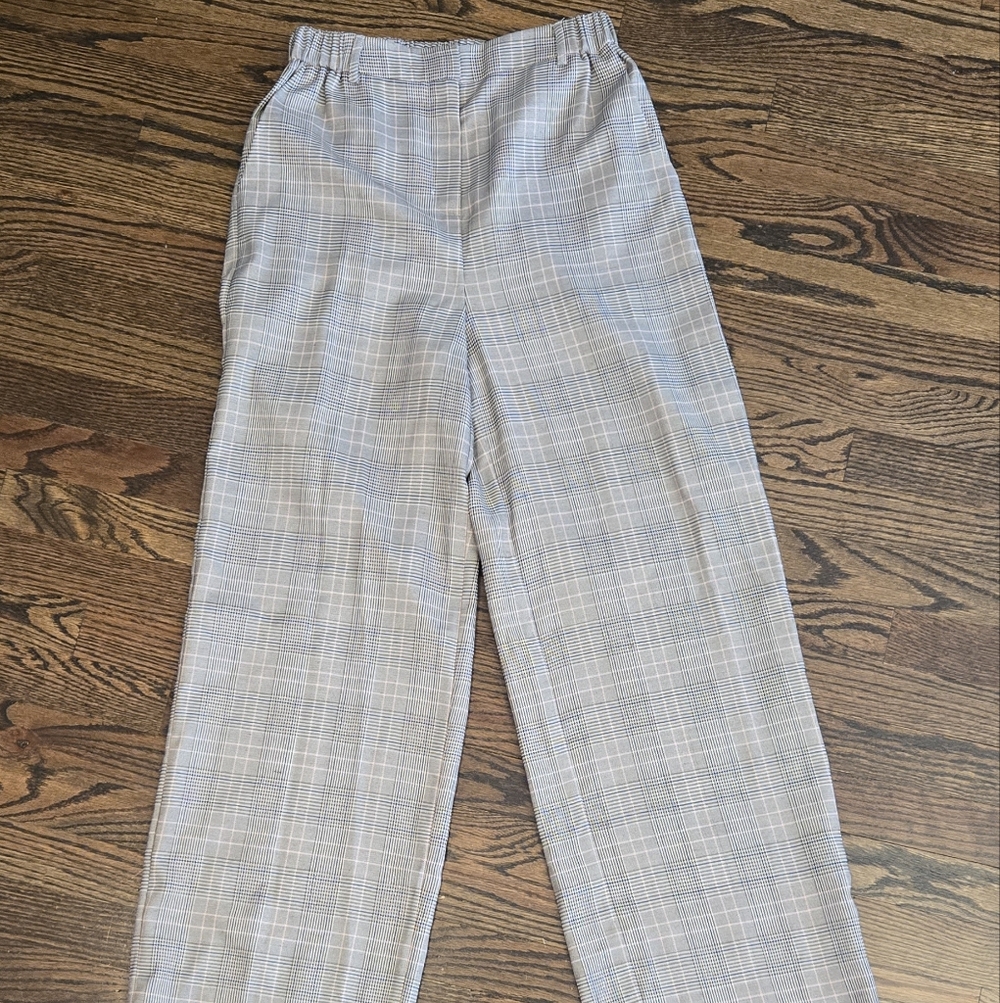 Sugarlips Pink Plaid Wide Leg Pants | Size S | High Rise Pull On Trouser